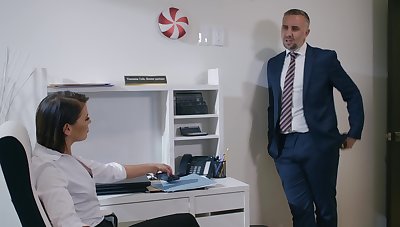Man in suit comes with the addition of fucks this business woman befitting in her office